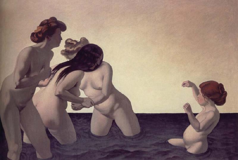 Felix Vallotton Three woman and a young girl playing the water China oil painting art